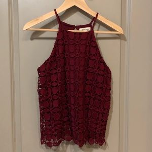 Like new! Anthro wine colored lace top!